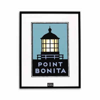 Framed Point Bonita poster with colorful image of lighthouse