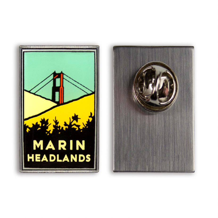 Marin Headlands pin with artwork by Michael Schwab