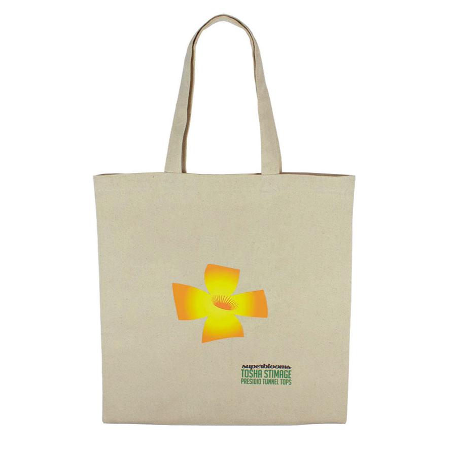 Cotton tote bag with colorful California poppy screen print artwork, from Superblooms by Tosha Stimage