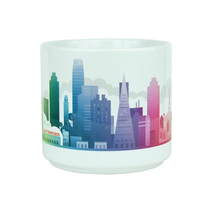 Rainbow colored San Francisco Skyline Mug, by Golden Gate National Parks Conservancy