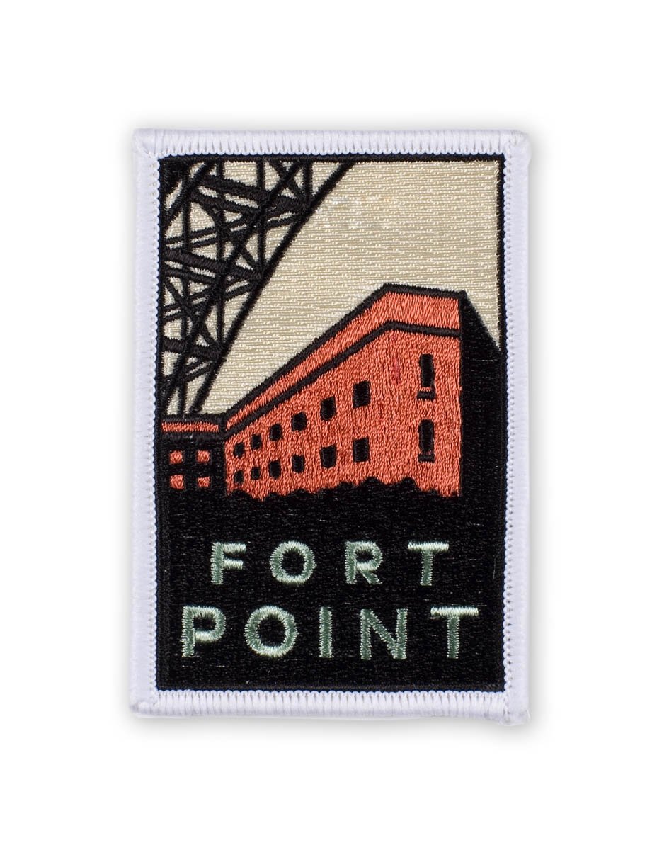 Multicolor embroidered patch featuring Fort Point design, based on artwork by Michael Schwab.