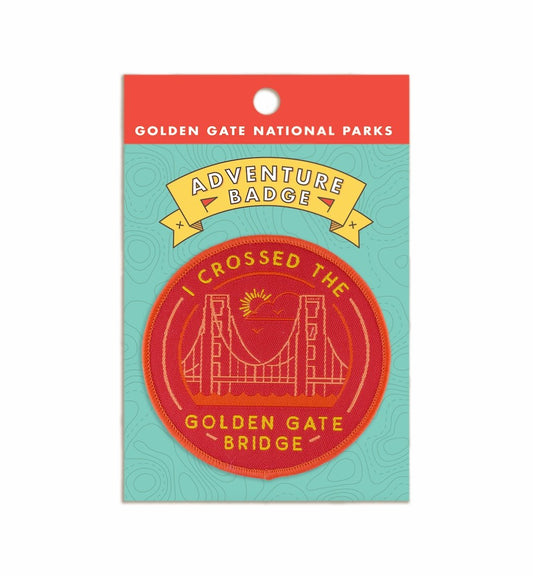 Multicolor embroidered Golden Gate National Parks Adventure Badge patch, I Crossed the Golden Gate Bridge design.