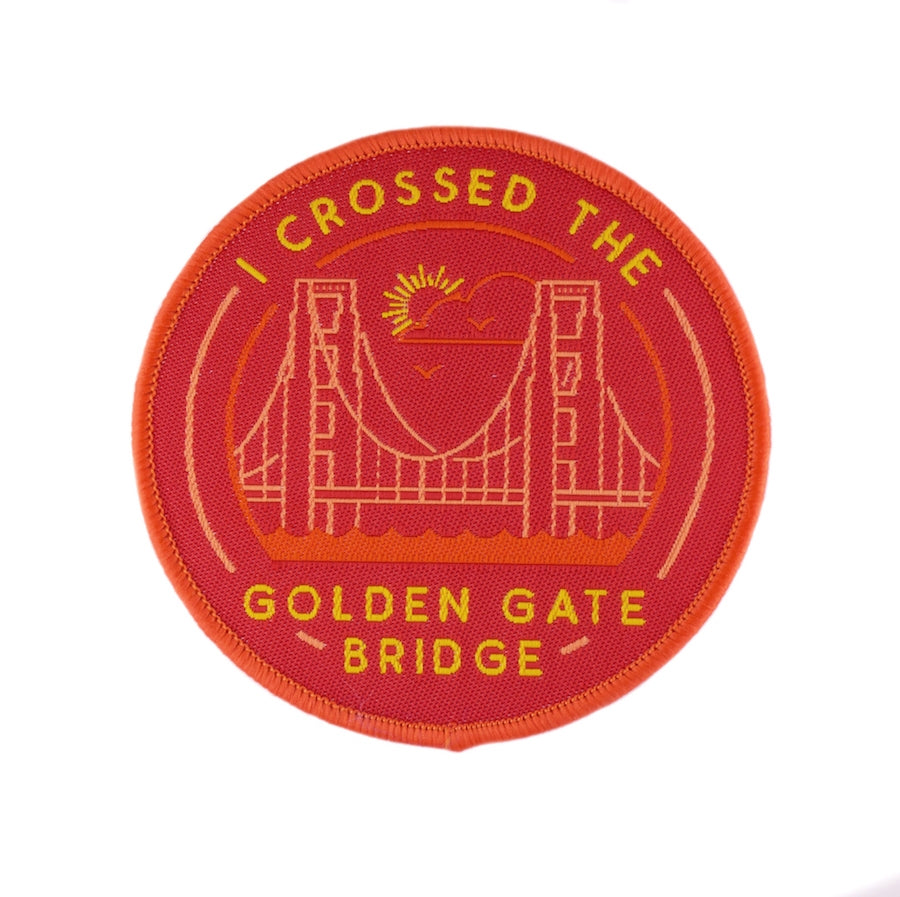 Multicolor embroidered Golden Gate National Parks Adventure Badge patch, I Crossed the Golden Gate Bridge design.