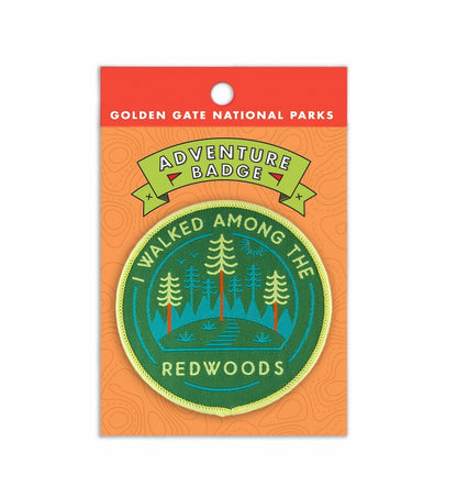 Multicolor embroidered Golden Gate National Parks Adventure Badge patch, I Walked Among the Redwoods design.